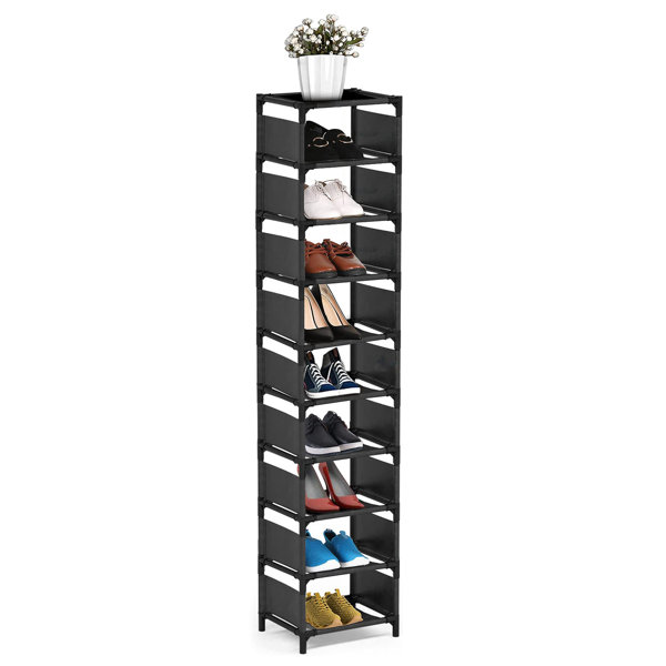 Rebrilliant Narrow Shoe Rack, 10 Tier Vertical Shoe Rack For Closet